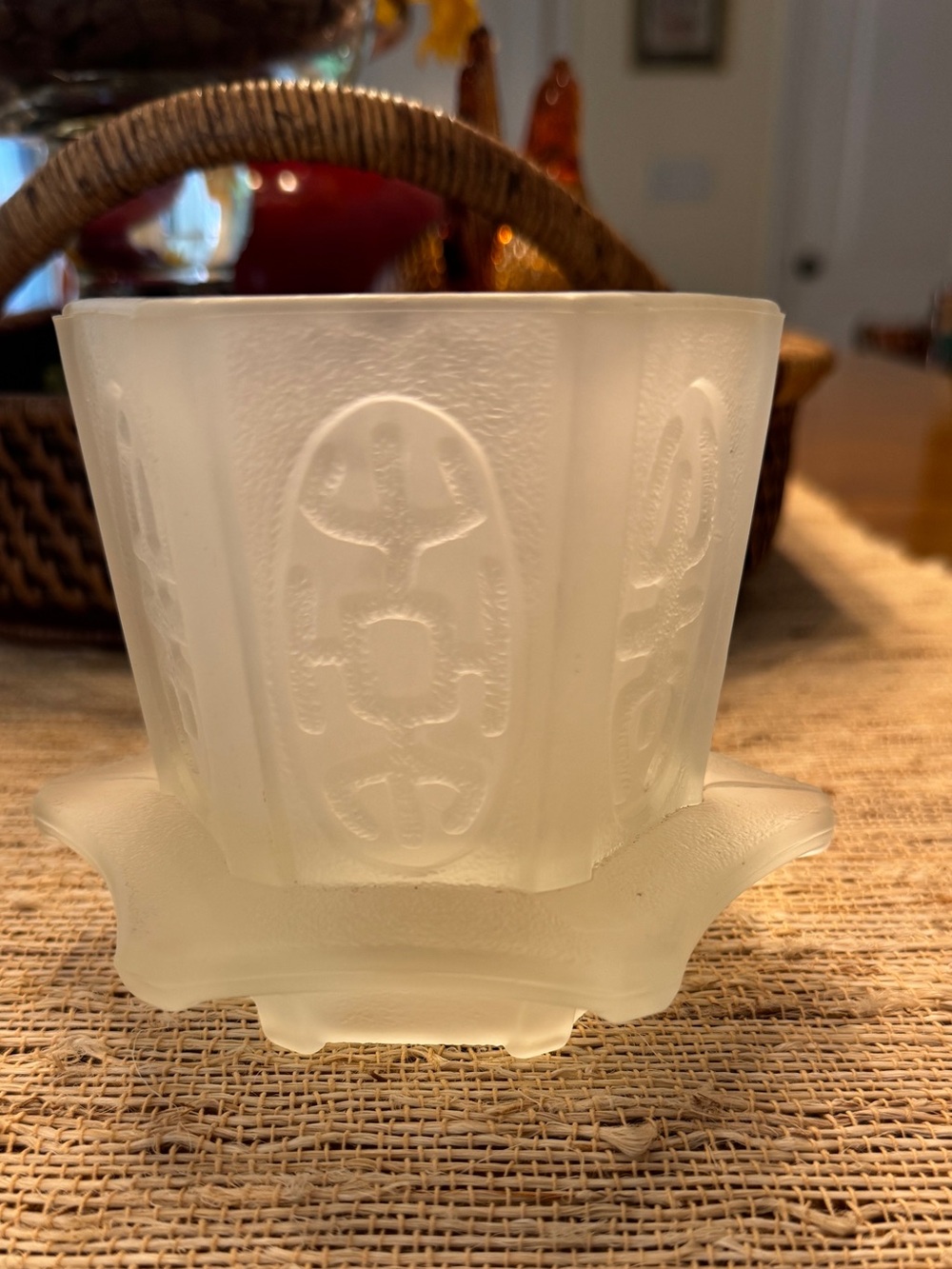 Homco Home Interiors Frosted Satin Glass Pagoda Fairy Lamp Bottom